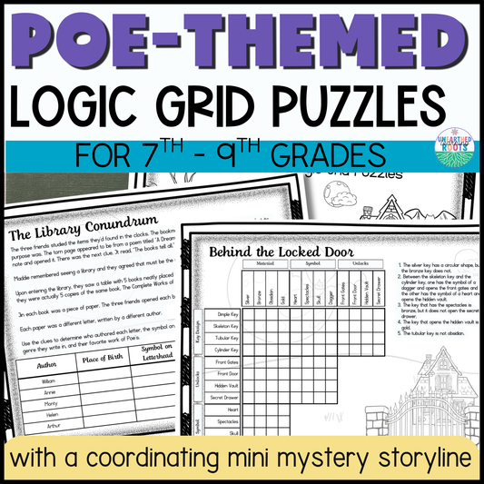 Edgar Allan Poe Themed Logic Grid Puzzles 7th-9th Grade | Gothic Literature Fun