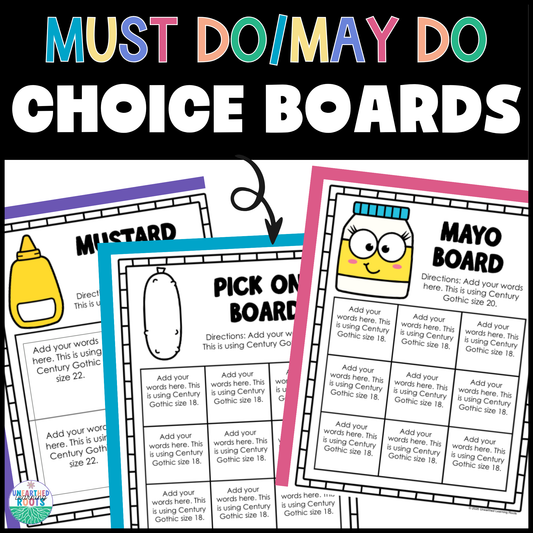 Editable Choice Board Templates | Early Finishers Must Do May Do Activities