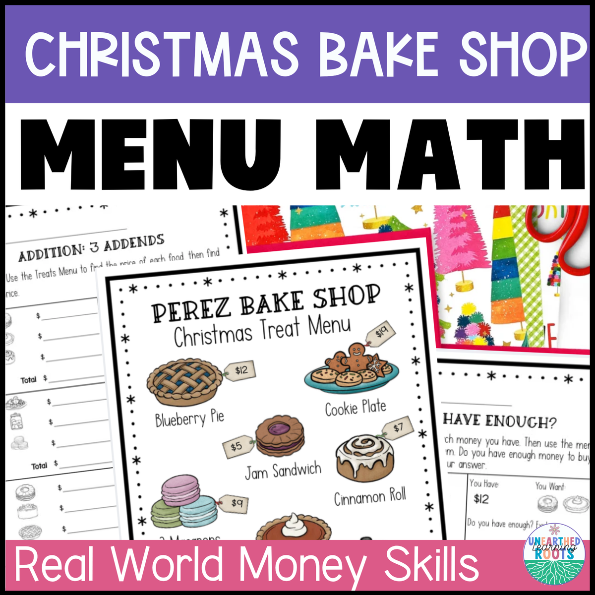 Christmas Menu Math | Holiday Bake Shop | Winter Money Skills