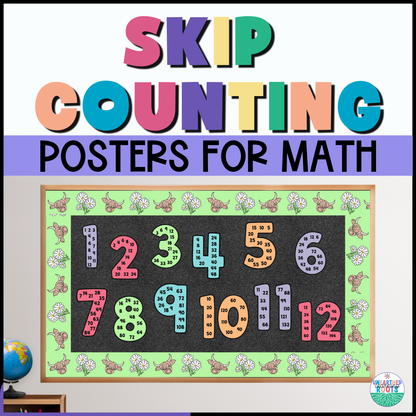 Muted Rainbow Skip Counting Posters | Classroom Decor for Elementary