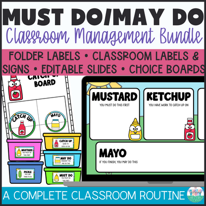 Must Do May Do Classroom Management Bundle | Labels, Slides, & Choice Boards