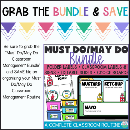 Must Do May Do Labels for Classroom Bins & Drawers + Whiteboard Signs