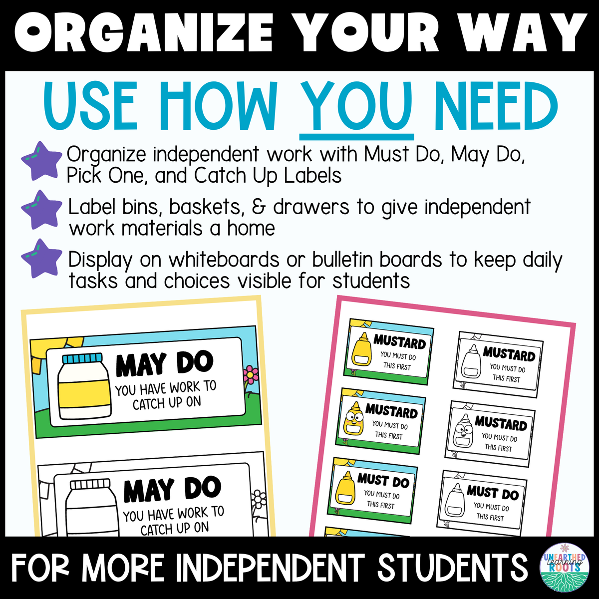 Must Do May Do Labels for Classroom Bins & Drawers + Whiteboard Signs