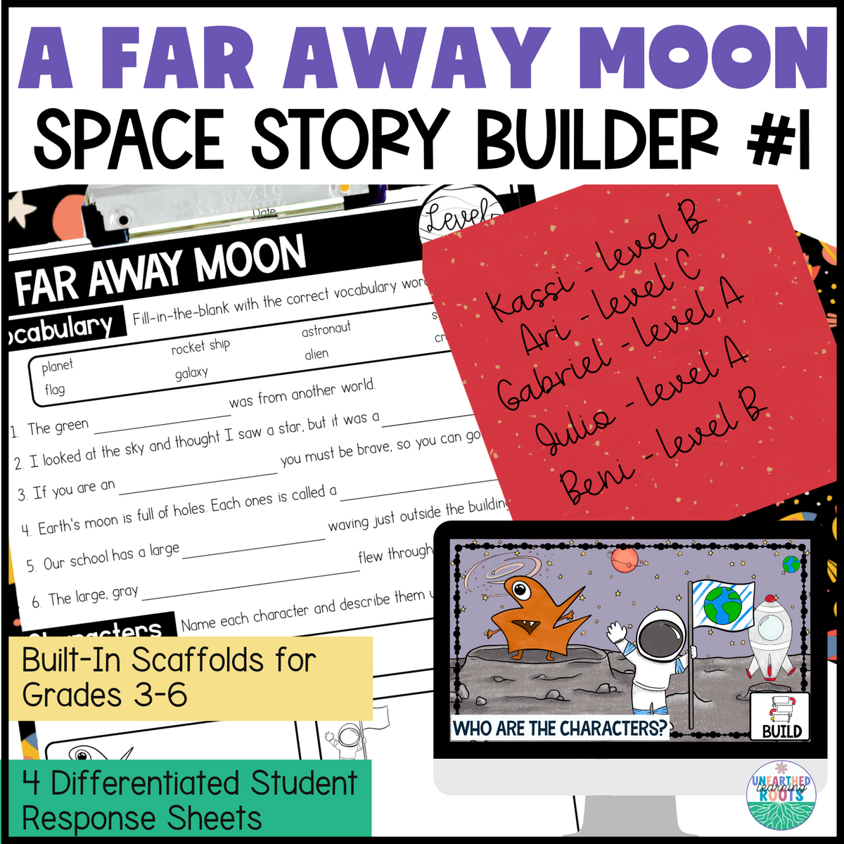 A Far Away Moon | Space Story Builder #1 | Creative Writing Prompt with Scaffolds