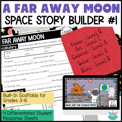 A Far Away Moon | Space Story Builder #1 | Creative Writing Prompt with Scaffolds