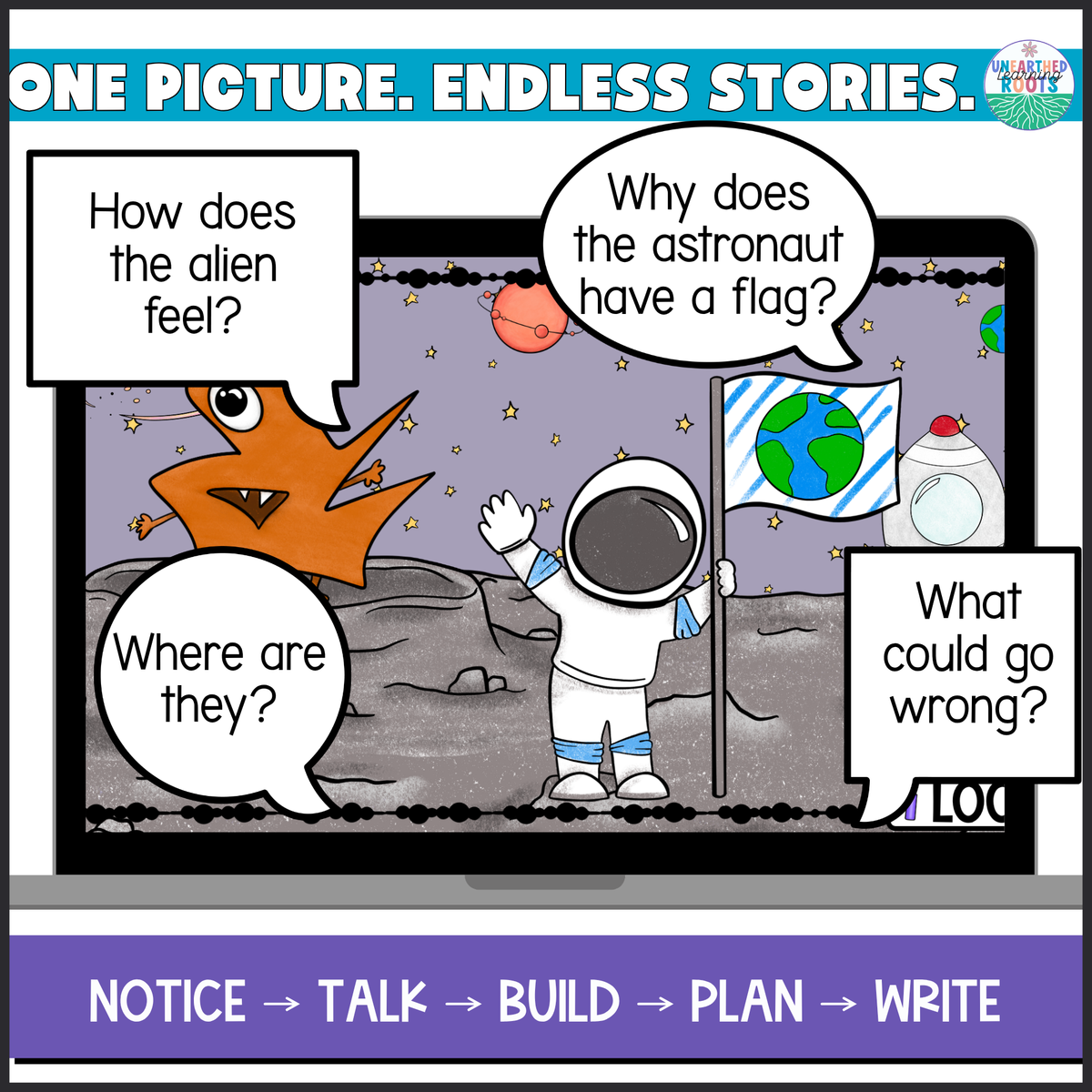 A Far Away Moon | Space Story Builder #1 | Creative Writing Prompt with Scaffolds