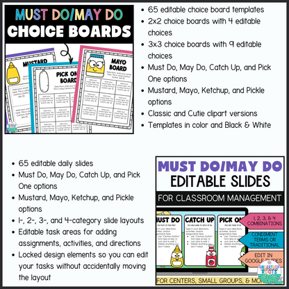Must Do May Do Classroom Management Bundle | Labels, Slides, & Choice Boards