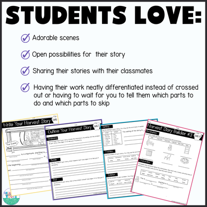 Fall Harvest Visual Writing Prompt for ELLs | Harvest Story Builder #3