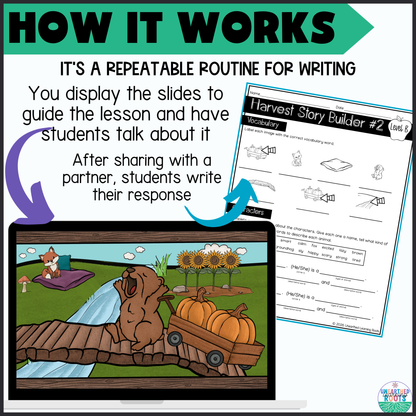 Fall Visual Writing Prompts for ELLs | Harvest Story Builder #2