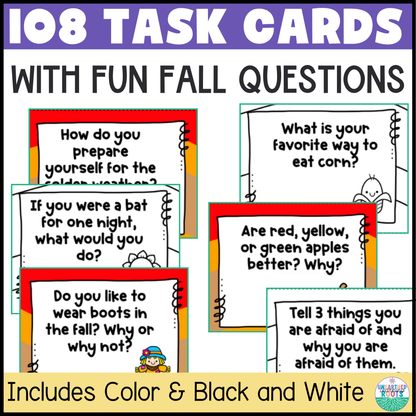 Fall Conversation Cards | Expressive Language Practice Task Cards