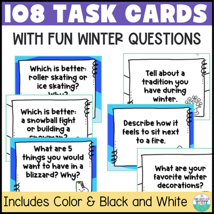 Winter Conversation Starters | ELL Speaking Practice Task Cards