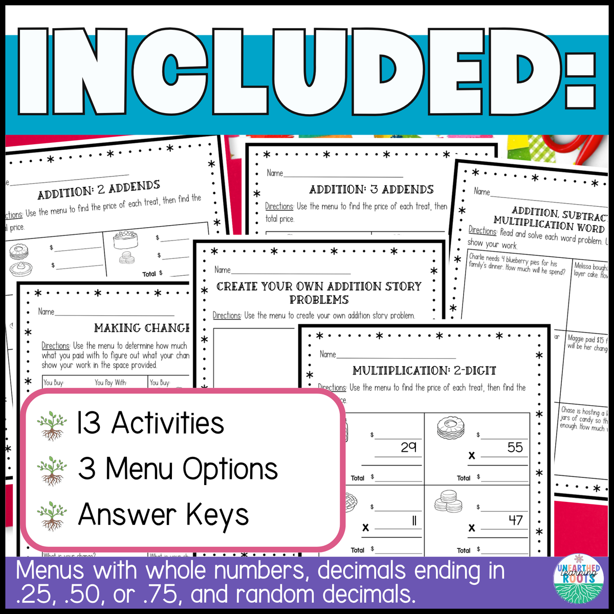 Christmas Menu Math | Holiday Bake Shop | Winter Money Skills