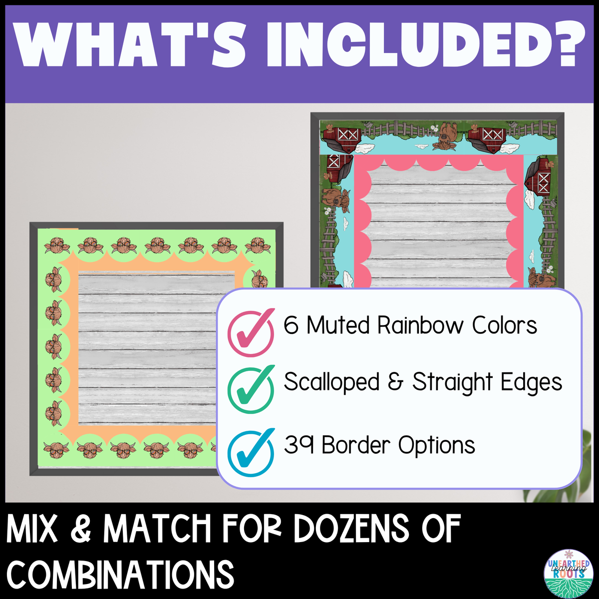 Highland Cow Muted Rainbow Bulletin Board Borders | Colorful Classroom Decor
