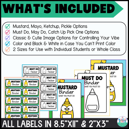 Must Do May Do Labels & Catch Up Folder Classroom Management System