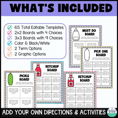 Editable Choice Board Templates | Early Finishers Must Do May Do Activities