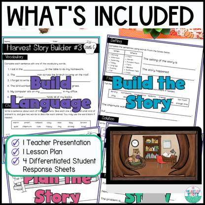 Fall Harvest Visual Writing Prompt for ELLs | Harvest Story Builder #3